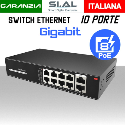 Switch PoE Gigabit 8 Porte RJ45 con 2 Uplink | 120W POEH3108PS