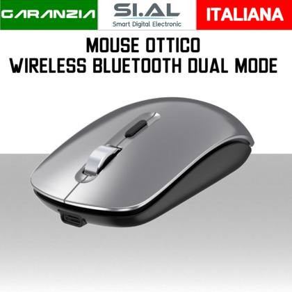 Mouse ottico Wireless Bluetooth Dual mode Grigio ricaricabile Devia