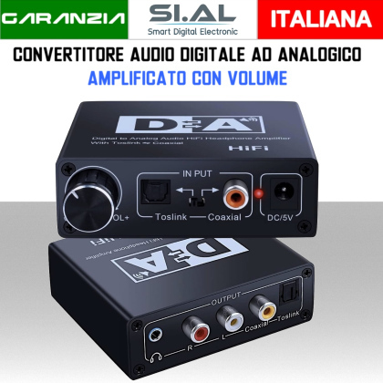 Convertitore Audio Digitale-Analogico con Volume | Toslink/Coassiale RCA Jack Cuffie