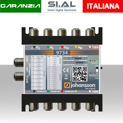 Multiswitch dCSS 2 uscite 5 ingressi con passanti SAT/DTV WideBand JOHANSSON 9734