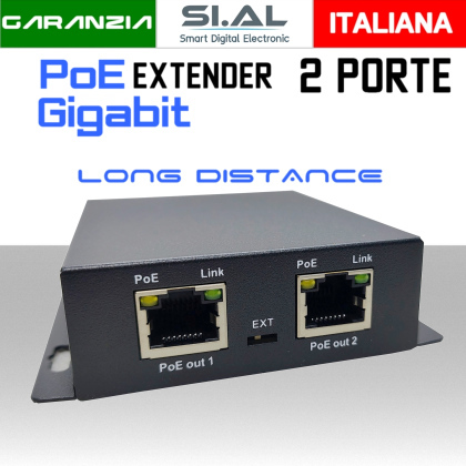 PoE Extender  1 In 2 Out  3 Porte RJ45Gigabit Long Range | Wi-Tek WI-PE31G