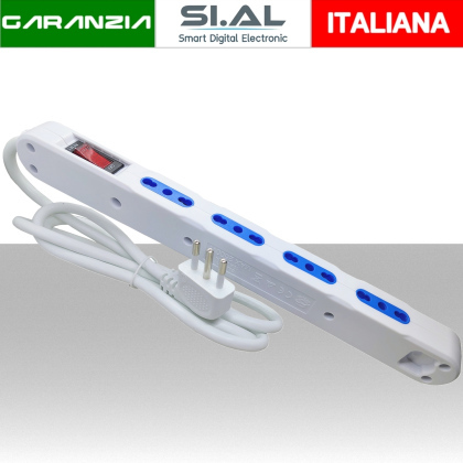Multipresa elettrica Salvaspazio 4 Posti Bipasso con Spina angolare e Interruttore 