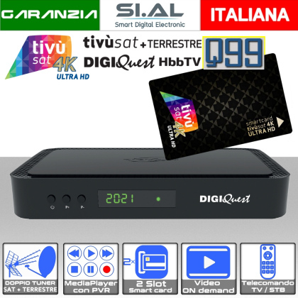 Ricevitore tivùsat 4K Ultra HD con nuova Scheda Inclusa | Combo Digiquest Q99