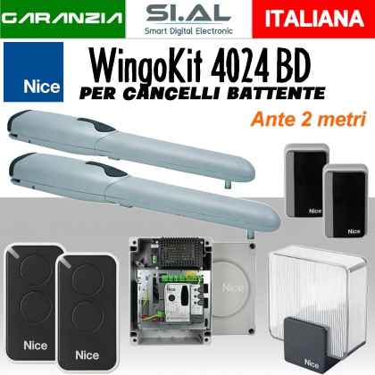 Kit Automazione Cancello Battente 2 ante 400kg | Nice WingoKit 4024 BD