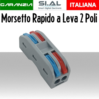 Morsetto Rapido a Leva 2 Poli per Cavi elettrici | 2 Ingressi 2 Uscite