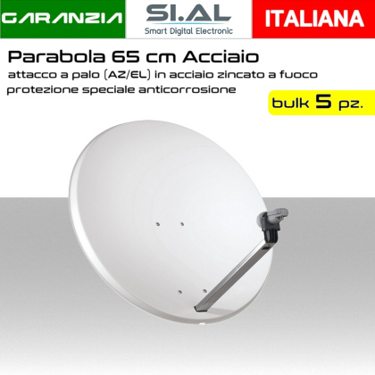 Parabola satellitare 65 cm acciaio PACK 5pz.