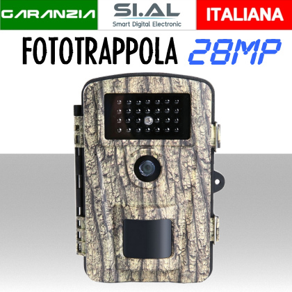 Fototrappola da Esterno a Batterie 28MP  Impermeabile IP66 con Display LCD