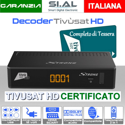 Ricevitore tivùsat HD con nuova Scheda Inclusa Telecomando 2 in 1 | Strong7807
