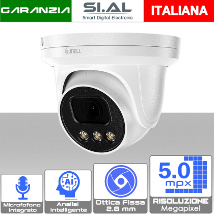 Telecamera IP Turret PoE 5MP Ottica 2.8 mm con AI | Sunell IPV7150HCBR-B