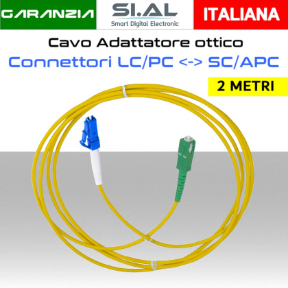 Cavo Adattatore Fibra Ottica Monomodale LC/PC a SC/APC da 2 metri
