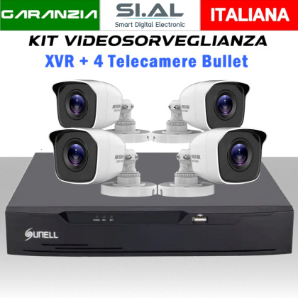 Kit Videosorveglianza 4 Telecamere Mini Bullet 5MP con DVR