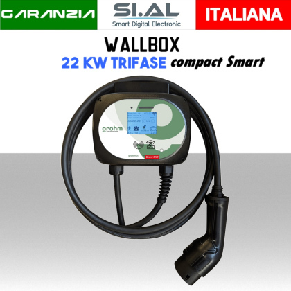 Colonnina ricarica auto elettriche 22Kwh 32A WIFI | WallBox Grohm Compact Smart GW22CSL