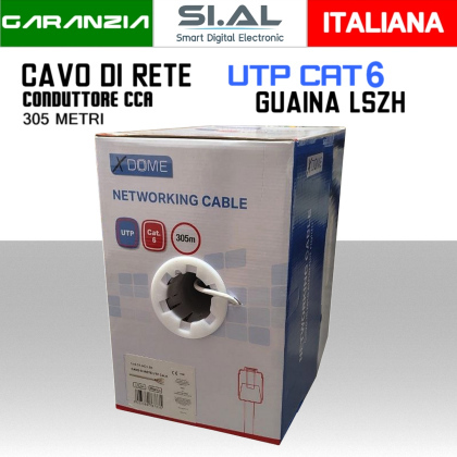Cavo Ethernet LAN CAT.6 UTP conduttore in CCA guaina LSZH Box 305 metri