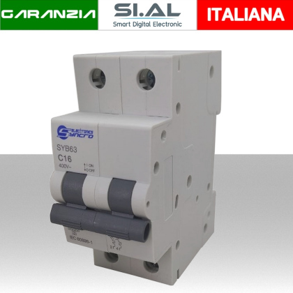 Interruttore magnetotermico 16A | Doppio modulo 2P 6kA Curva C