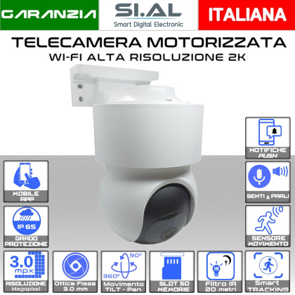 Telecamera WiFi Motorizzata 3MP Senza Fili con Audio e PanTilt 360°Gradi