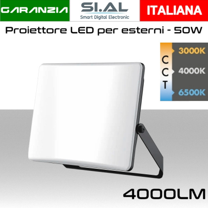 Faretto LED per esterno 50W CCT Luce - Bianco/Naturale/Freddo IP65 4000 Lumen