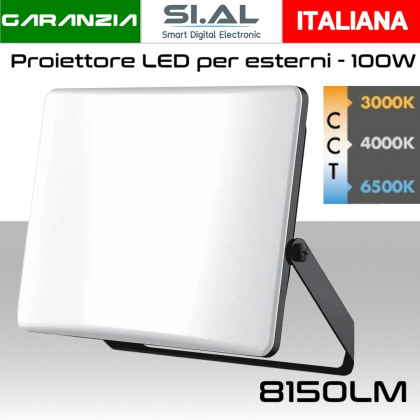 Faretto LED per esterno 100W CCT Luce - Bianco/Naturale/Freddo IP65 8150 Lumen