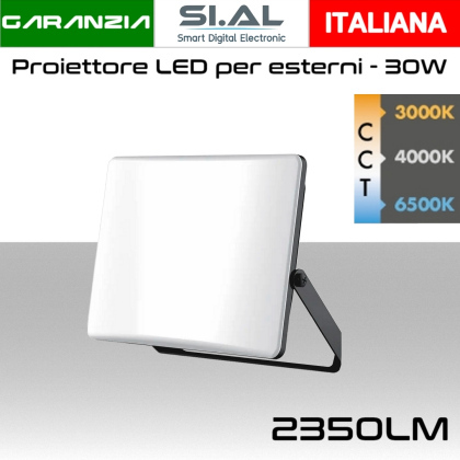 Faretto LED per esterno 30W CCT Luce - Bianco/Naturale/Freddo IP65 2350 Lumen