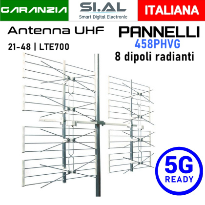 Antenna TV UHF Doppio Pannello 8 Dipoli 5G | Emme Esse 458PHVG 