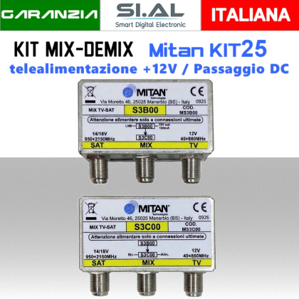 Mix-Demix TV-SAT con Passaggio DC Telealimentazione 12V | Mitan KIT25 